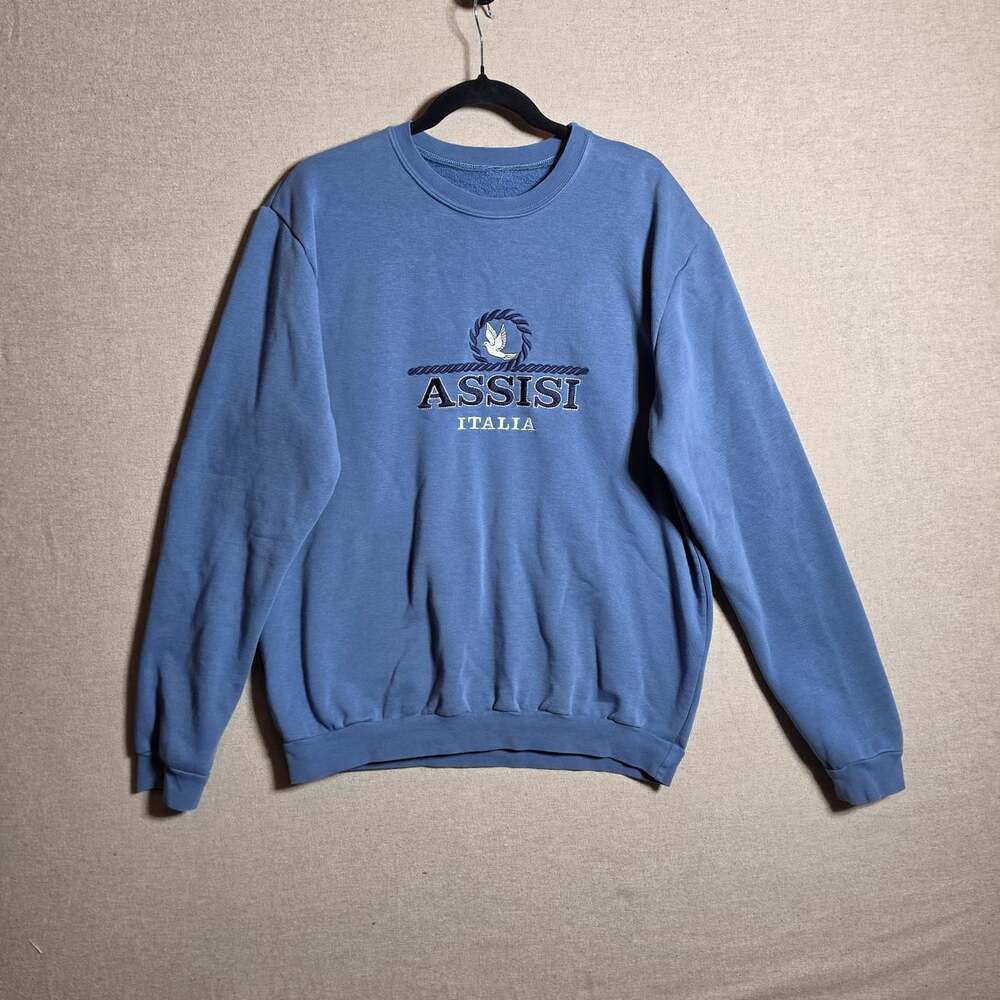 Vintage Italy Sweatshirt Sz L Tourist Souvenir Embroidered Made In Italy Bluel